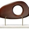 DECOR Jamie Young Betty Long Wood Object In Dark Wood And White Marble