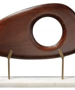 DECOR Jamie Young Betty Long Wood Object In Dark Wood And White Marble