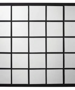 Jamie Young Rectangular Black Metal Grid Mirror With Paned Beveled Glass DECOR