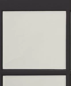 Jamie Young Rectangular Black Metal Grid Mirror With Paned Beveled Glass DECOR