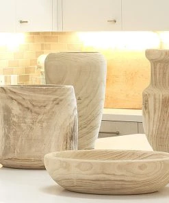 Jamie Young Brea Wooden Vase In Natural Wood