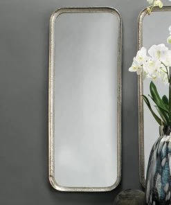 DECOR Jamie Young Capital Mirror In Silver Leaf Metal