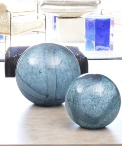 DECOR Jamie Young Cosmos Glass Balls In Indigo Swirl Glass
