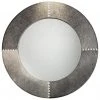 Jamie Young Round Cross Stitch Mirror In Grey Hide