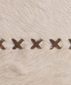 DECOR Jamie Young Round Cross Stitch Mirror In White Hide