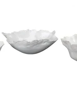 DECOR Jamie Young Fleur Ceramic Bowls In White Ceramic (set Of 3)