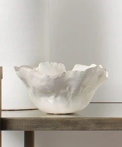 DECOR Jamie Young Fleur Ceramic Bowls In White Ceramic (set Of 3)