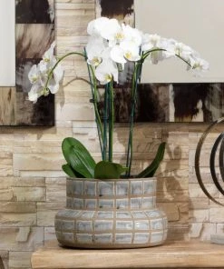 Jamie Young Grid Ceramic Vase In Grey Ceramic DECOR