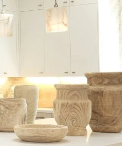 Jamie Young Laguna Wooden Vase In Natural Wood