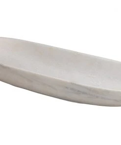DECOR Jamie Young Long Oval Marble Bowl In White Marble