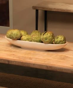 DECOR Jamie Young Long Oval Marble Bowl In White Marble