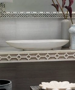 DECOR Jamie Young Long Oval Marble Bowl In White Marble