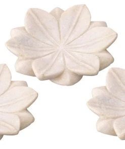 Jamie Young Small Lotus Plates In White Marble (Set Of 3) DECOR