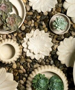 Jamie Young Small Lotus Plates In White Marble (Set Of 3) DECOR