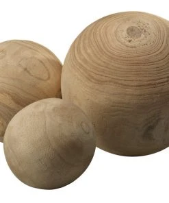 Jamie Young Malibu Wood Balls In Natural Wood (set Of 3)