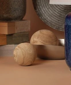 Jamie Young Malibu Wood Balls In Natural Wood (set Of 3)