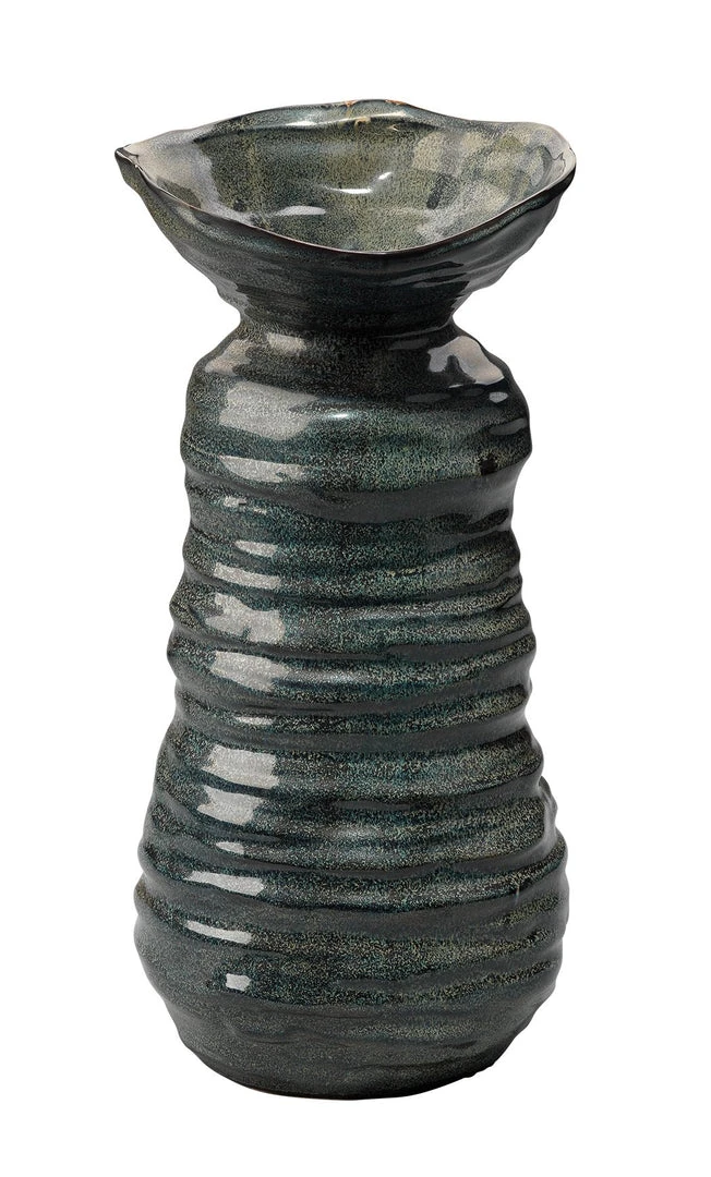 Jamie Young Large Marine Vase In Pearl Blue Ceramic 3 Jamie Young Large Marine Vase In Pearl Blue Ceramic