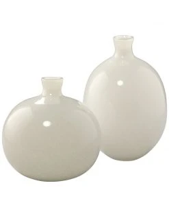 Jamie Young Minx Vases In White Glass (Set Of 2) DECOR