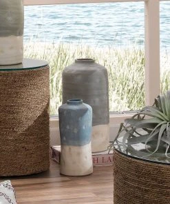 Jamie Young Mohave Vessels In Pistachio Ceramic (Set Of 2) DECOR