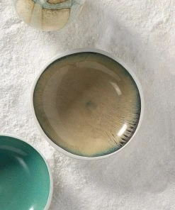 Jamie Young Mykonos Large High Rim Bowl In Sand Ombre Reactive Glaze Ceramic