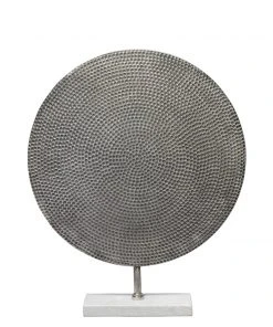 Jamie Young Nile Medium Sculpture In Antique Silver And White Marble