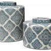DECOR Jamie Young Oran Canisters In Blue And White Ceramic (Set Of 2)