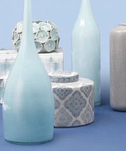 DECOR Jamie Young Oran Canisters In Blue And White Ceramic (Set Of 2)