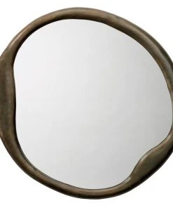 Jamie Young Organic Round Mirror In Antique Brass