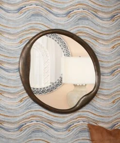 Jamie Young Organic Round Mirror In Antique Brass