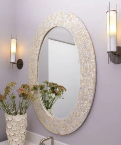 Jamie Young Large Oval Mirror In Mother Of Pearl DECOR 7 Jamie Young Large Oval Mirror In Mother Of Pearl DECOR