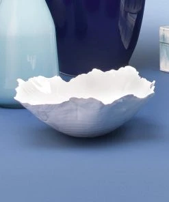 DECOR Jamie Young Large Peony Bowl In White Ceramic