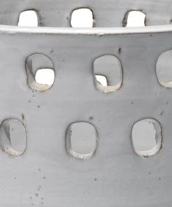 DECOR Jamie Young Large Perforated Pot In White Ceramic