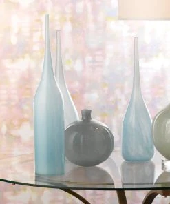 Jamie Young Pixie Decorative Vases In Periwinkle Blue Glass (set Of 3)