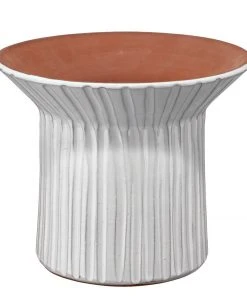 DECOR Jamie Young Wide Podium Vessel In Cream Ceramic