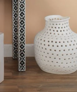 DECOR Jamie Young Porous Vase In Matte White