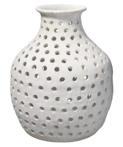 DECOR Jamie Young Small Porous Vase In Matte White Ceramic