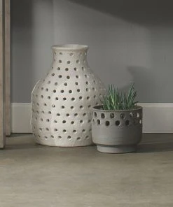 DECOR Jamie Young Small Porous Vase In Matte White Ceramic