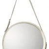 Jamie Young Large Round Mirror In White Hide DECOR
