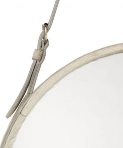 Jamie Young Large Round Mirror In White Hide DECOR
