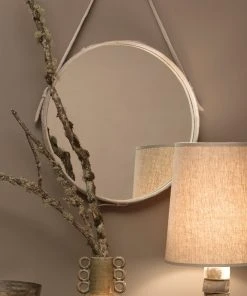 Jamie Young Large Round Mirror In White Hide DECOR 7 Jamie Young Large Round Mirror In White Hide DECOR
