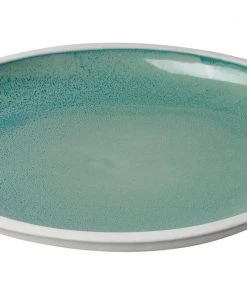 DECOR Jamie Young Santorini Large Low Rim Bowl In Ocean Ombre Reactive Glaze Ceramic