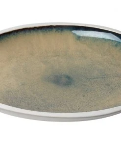 DECOR Jamie Young Santorini Large Low Rim Bowl In Sand Ombre Reactive Glaze Ceramic
