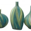 DECOR Jamie Young Stream Vessels In Green & Blue Striped Glass (set Of 3)