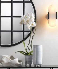 Jamie Young Striae Vessels In Cream & Dark Grey Ceramic (Set Of 3)