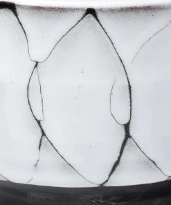 Jamie Young Striae Vessels In Cream & Dark Grey Ceramic (Set Of 3)