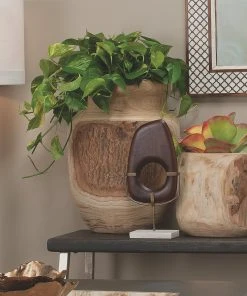 Jamie Young Topanga Wooden Vase In Natural Wood