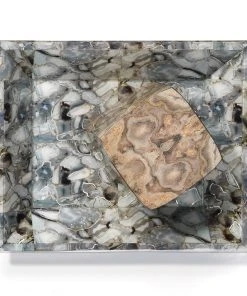Jamie Young Slate Blue Faux Agate Tray In Slate Blue Faux Agate