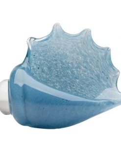 DECOR Jamie Young Triton Shell In Steel Blue Blown Glass