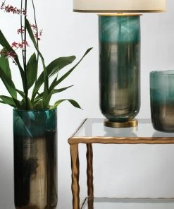 Jamie Young Large Vapor Vase In Metallic Aqua DECOR