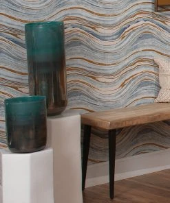 DECOR Jamie Young Medium Vapor Vase In Metallic Aqua